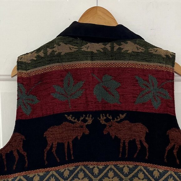 Coldwater Creek Plus-Size Primitive Farmhouse Animal Tapestry Vest Sz XXL - Picture 4 of 8
